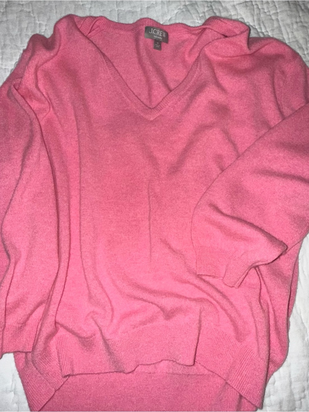 J. Crew Coral-Pink V-Neck Cashmere Sweater